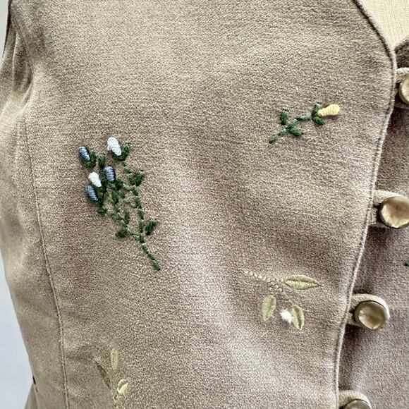 Talbots vintage 90s velour embroidered vest size small cottagecore - Picture 8 of 16